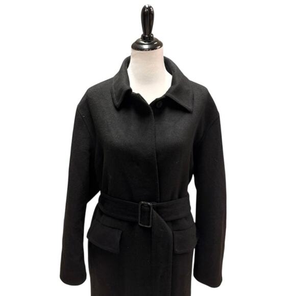 W ANDERSON X UNIQLO Wool Trench Double Face Belted Coat Black EUC Size XL - Picture 5 of 8